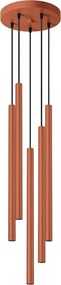 Lampa Wisząca Nowoczesny Pastelo, Stal - 5 Źródło - L.25 X H.104 Cm - Ochra Czerwona