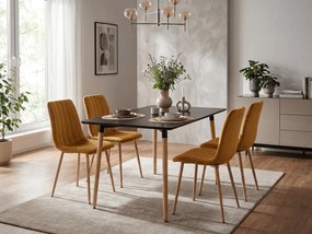 Musztardowe welurowe krzesło LAVA