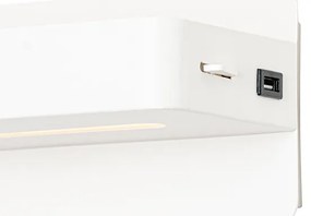 Nowoczesna lampa ścienna biała z LED, z USB i przełącznikiem - Ted Nowoczesny Oswietlenie wewnetrzne