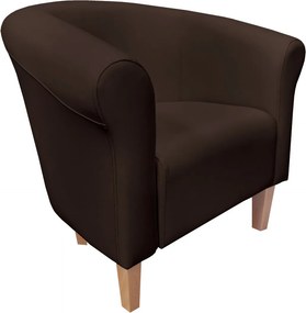 Fotel Milo tkanina Eko-skóra elegancki fotel do salonu i gabinetu : Kolor nogi - Drewno, Kolor tkaniny - EKO-SKÓRA - 19D, Wysokość nogi - 15 cm