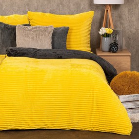 4Home Pościel mikroflanela Stripe żółty, 140 x 200 cm, 70 x 90 cm