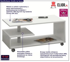 Biała ława na kółkach z półką - Cirva