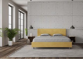 Łóżko bez stelaża tapicerowane 200x210 microfibra okra Adele