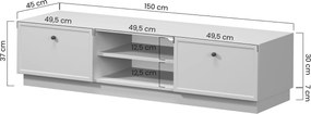 Szafka RTV Lorini 150 cm z szufladami - kaszmir / złote uchwyty T-bar