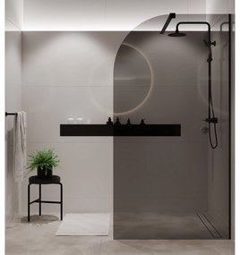 Ścianka prysznicowa WALK IN FIX grafitowa półokrągła 8 mm MOLIS Grafit Moon MASSI | różne rozmiary : Kolor profili kabiny - czarny, Szerokość ścianki - 80 cm, Typ montażu - WALK in FIX (Do ściany)