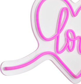 Neonowa lampa ścienna różowa z LED - Love