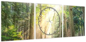 Obraz ścieżki w lesie (z zegarem) (90x30 cm)