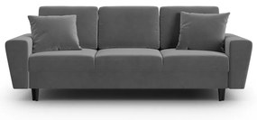 Jasnoszara aksamitna rozkładana/ze schowkiem sofa 235 cm Kyoto – Cosmopolitan Design