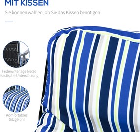 Outsunny zestaw leżaków z poduszkami składany kolor niebieski 60 x 75 x 65-102 cm