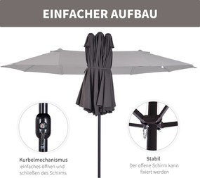 Outsunny parasol ogrodowy podwójny parasol targowy z korbką ręczną 460x270 cm | Aosom PL