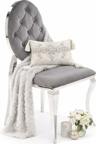 Krzesło medalion w stylu glamour popielaty + srebrny E8-R45