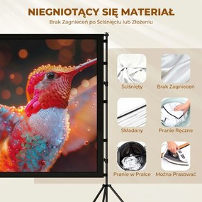 HOMCOM 254 cm 16:9 HD 4K/8K ekran projektora ze statywem, przenośny dwustronny ekran ze składanymi statywami, biały | Aosom PL