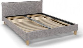 Szare tapicerowane łóżko dwuosobowe ze stelażem 180x200 cm Tina – Ropez