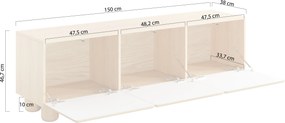 Szafka RTV Arlo 150 cm trzydrzwiowa - dąb vicenza