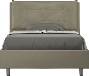 Łóżko wyposażone w stelaż z listwami tapicerowane 120x190 sztucznej skóry cappuccino Annalisa Large