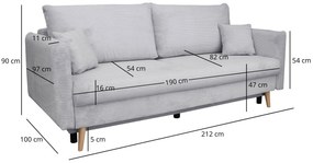 Szara sztruksowa sofa rozkładana T3-Z72