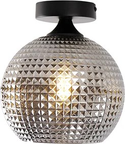Plafon art deco czarny z przydymionym szkłem - Sphere