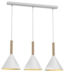 Lampa wisząca PERU WHITE 3xE27, potrójna, biała, złota