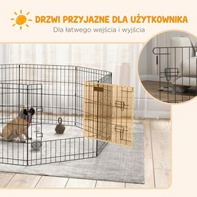 PawHut Zagroda dla Zwierząt, Kojec dla Szczeniąt i Małych Psów, z Drzwiami, Do Użytku Wewnątrz i Na Zewnątrz, 61 cm, Czarna | Aosom PL