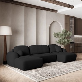 Masseno Narożnik SAVONA z funkcją spania i pojemnikiem na pościel Narozniki U, Rozkładana sofa - Czarny, NOW OR NEVER 100