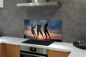 Szklany Panel Ludzie na tle Zachodu i Chmur