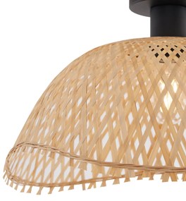 Lampa sufitowa w stylu art deco, czarna z naturalnym bambusem, 40 cm - Alka ArtDeco Oswietlenie wewnetrzne