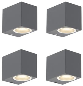 Zewnetrzna Zestaw 4 Nowoczesnych lamp ściennych ciemnoszarych IP44 - Baleno Nowoczesny Oswietlenie zewnetrzne
