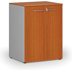 Szafa biurowa z drzwiami PRIMO GRAY, 2 półki, 800 x 640 x 1027 mm, szary/wiśnia