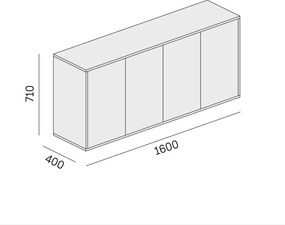 Komoda biurowa BLOCK, 1600 × 400 × 710 mm, 4 drzwi, dąb naturalny
