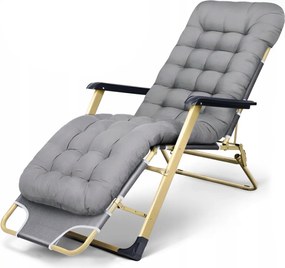Leżak ogrodowy rozkładany Tossa DC01-GD-GR, poduszka szara, stelaż złoty