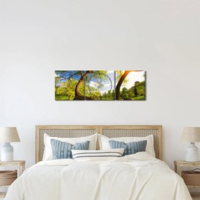 Obraz wiosennej łąki (z zegarem) (90x30 cm)