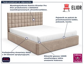 Ciemnobeżowe pikowane łóżko z pojemnikiem 3 rozmiary E9-G38