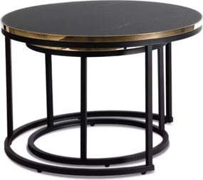 Zestaw stolików kawowych Kiegi marmur / złoty – nowoczesny design, elegancki