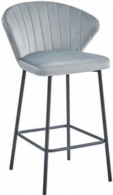 Tapicerowany barowy hoker glamour srebrno szary B5-K09