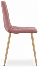 Zestaw jadalniany 1 + 4, stół UMEKO 120x80 cm dąb sonoma + różowe aksamitne krzesło KARA