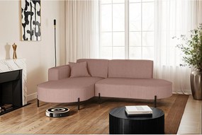 Narożnik w kształcie L Modena Rein, tkanina Poso, Różowy, Lewy