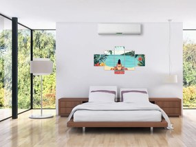 Obraz - Joginka na plaży (125x70 cm)