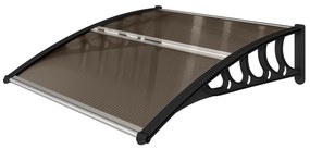 Outsunny Zadaszenie Drzwi, Ochrona przed Deszczem, Wiatrem i Gradem, Poliwęglan, Aluminium, 103 x 96,5 x 27 cm, Brązowy