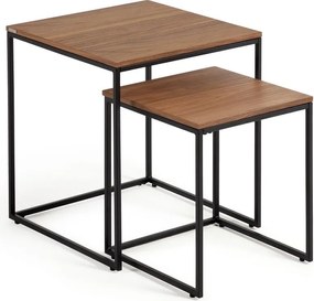 Stoliki zestaw 2 szt. z blatem w dekorze orzecha 45x45 cm Yoana – Kave Home