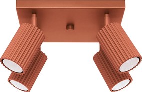 Lampa Sufitowa Minimalistyczny Karbon, Aluminium - 4 Źródło - L.25 X H.16.5 Cm - Ochra Czerwona