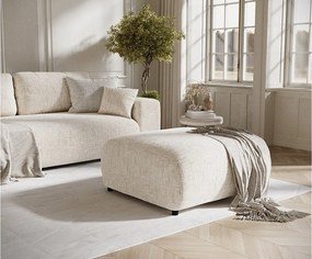 Puf w tkaninie plecionej Zanzibar - 88x88 cm - kremowy