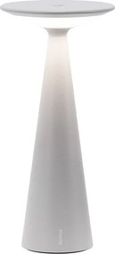 Zafferano Damina – akumulatorowa lampa stołowa LED IP65, dotykowy ściemniacz, 8 h pracy baterii, bezprzewodowa, wykończenie z szarego aluminium