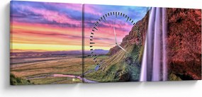 Obraz - Wodospad Seljalandsfoss (z zegarem) (90x30 cm)