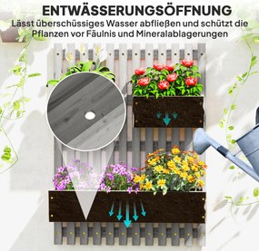 Outsunny Zestaw skrzynek na kwiaty, montaż ścienny, swobodnie przenośne, lite drewno, 60 x 16 x 80 cm | Aosom PL