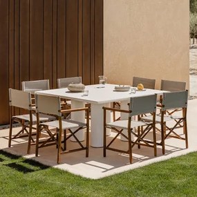 Zestaw Kwadratowego Stołu O Wymiarach 150x150 Cm Z Cementu Lizbońskiego I 8 Składanych Krzeseł Dyrektora Ogrodu Olivia Ciemny Akacjowy Brąz - Sklum