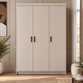 Szafa Ele 3 beż piaskowy 133 cm - trzydrzwiowa z półkami i drążkiem na ubrania