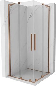 Mexen Velar L Duo kabina prysznicowa rozsuwana 90 x 90 cm, transparent, miedź szczotkowana - 871-090-090-02-03-65