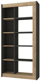Biblioteczka z 10-półkami – Naturalny i antracytowy – SILOMAI