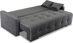 Sofa z Funkcją Spania FAVIO Wersalka Rozkładana Dwuosobowa Welurowa Szara Nowoczesna do Salonu