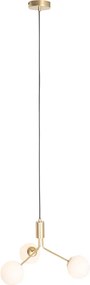 Lampa wisząca w stylu art deco złota z opalowym szkłem 3-światłowa - Coby